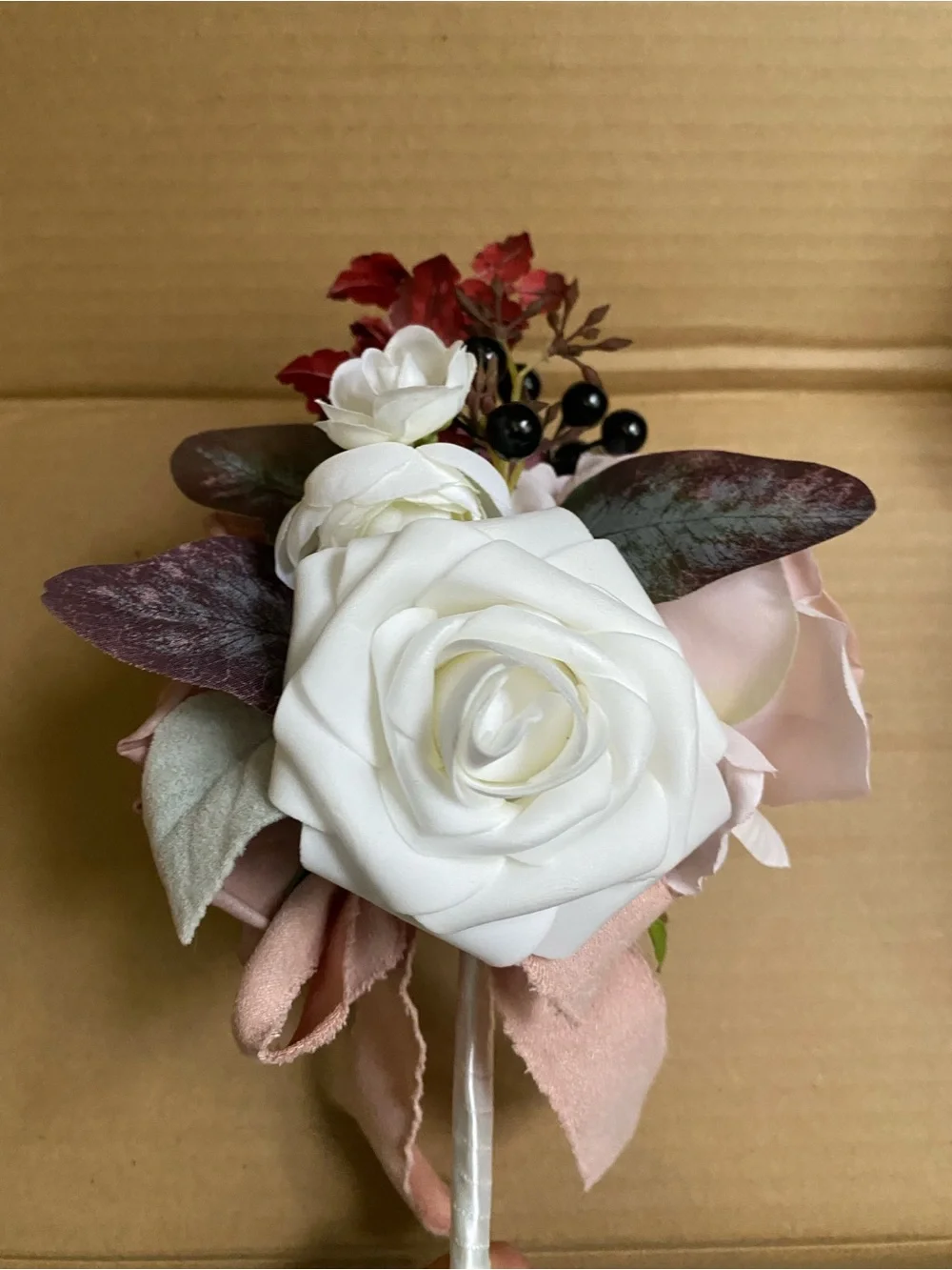 White, Blush and Mauve Floral Bouquets- set of 6